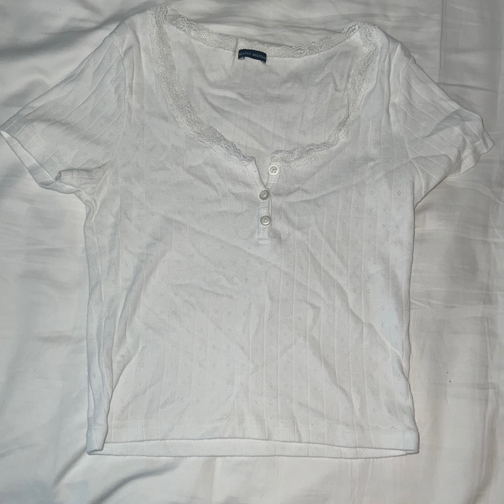 Brandy Melville Lace Trimmed Button Up Top
